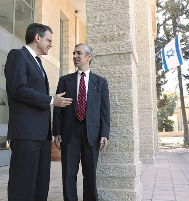 Martin Kramer ’75 *82, left, is the president of Shalem College; Daniel Polisar ’87, the provost. 