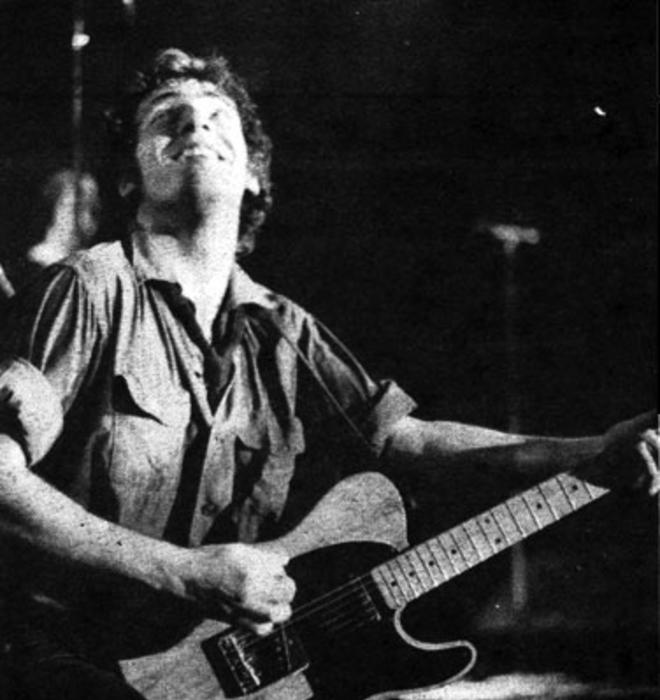 Bruce Springsteen and the E Street Band, 1978: Fans of New Jersey's best-known rocker enjoyed a legendary three-hour set at Jadwin -- and damaged the basketball court and indoor track. (Photo: Lee C. Ackerley '83)