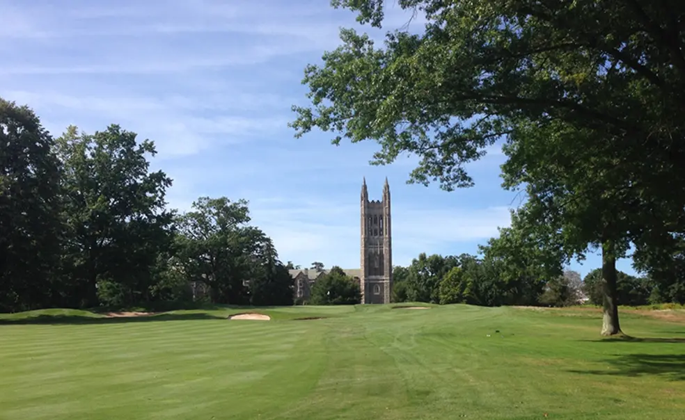 20140829_ClevelandTower_DD.jpg A bell tower is in the background; a golf course is in the foreground.