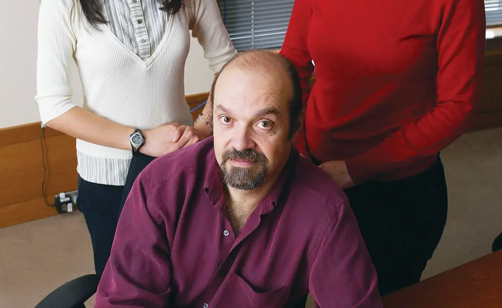 LIVE.NB_PerryCook.jpg Working on the Aphasia Project are Professor Perry Cook and graduate students Xiaojuan Ma, left, and Sonya Nikolova.