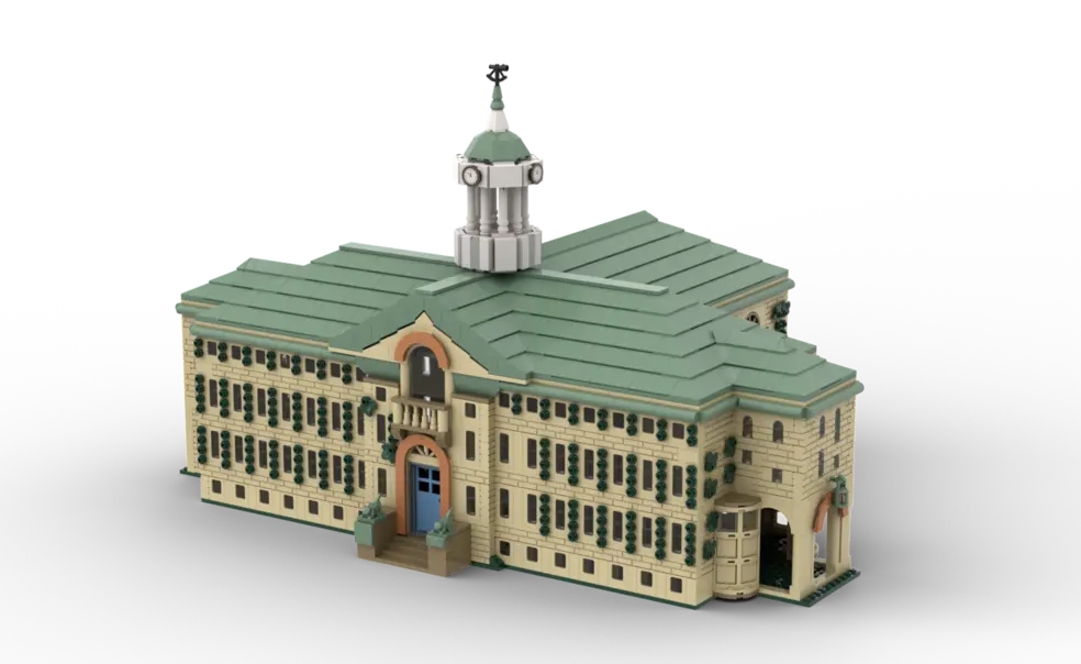 Lego Nassau Hall 2.png A rendering of the front of Nassau Hall in Legos.