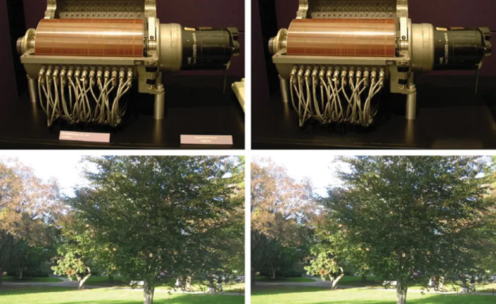 Mind-Bombs.jpg Distracting elements have been automatically removed from these photos using an app developed by graduate student Ohad Fried and professor Adam Finkelstein.