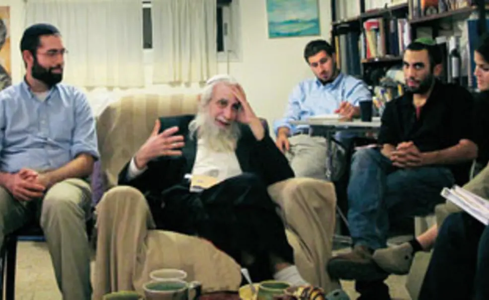 NB-Kurtzer1.jpg Graduate students meet with Rabbi Menachem Froman, third from left, chief rabbi of the Tekoa settlement in the West Bank, as part of a Woodrow Wilson School policy workshop.