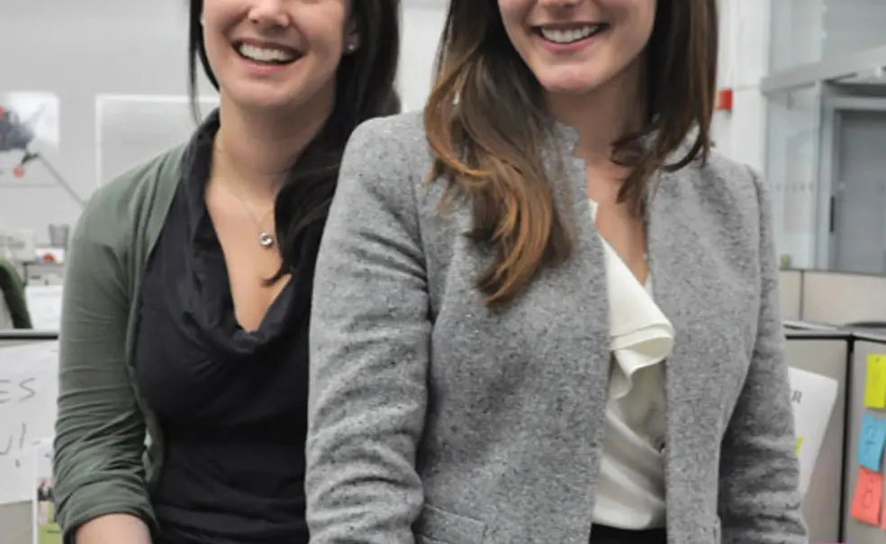 NB_SFER33.jpg Catharine Bellinger ’12, left, and Alexis Morin ’12 in the New York office of Students for Education Reform.