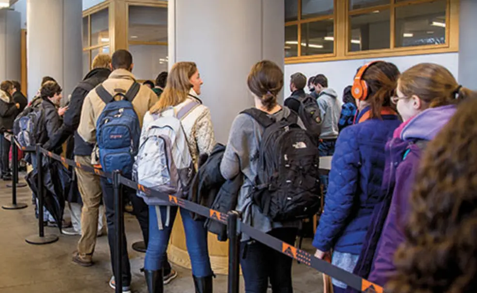 OTC-Vaccine.jpg Students line up in Frist Campus Center to receive the meningitis B vaccine.