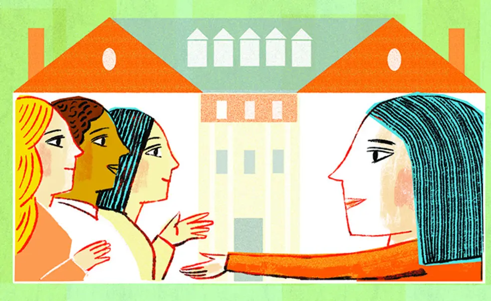 OTC_Resident Grad Student illustration.jpg Illustration of students reaching out to shake hands