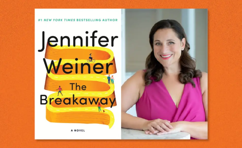 PAW Bookclub_Weiner.jpg Right, Jennifer Weiner; left, the cover of "The Breakaway"