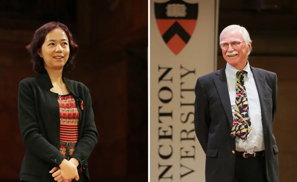 PAW-Alumni Day Awards-2-bks.png Two photos of award winners standing on stage - left, Fei-Fei Li and right, John Fitzpatrick