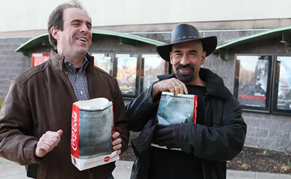 Professor David Spergel â82, right, and PAW senior writer Mark F. Bernstein â83 discussed the science behind the new film Interstellar. (Beverly Schaefer)