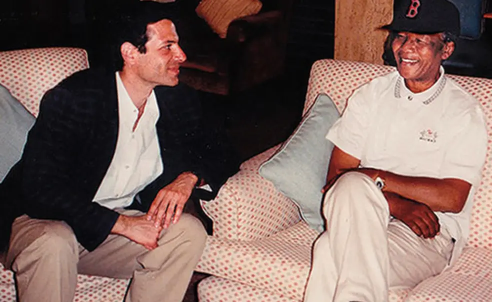 PRINCE-StengelMandela.jpg Richard Stengel ’77 and Nelson Mandela at Cape Town’s airport in 1993.