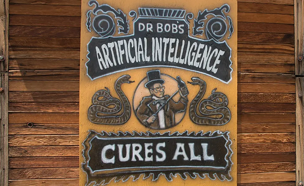RESEARCH_Snake Oil Sign.jpg Snake Oil AI poster