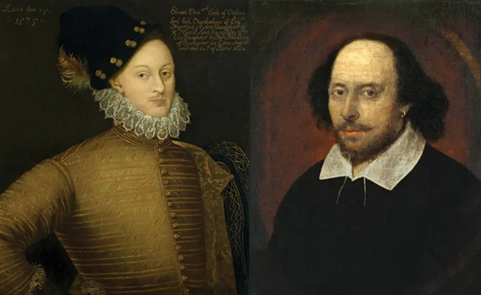 Shakespeare_collage.jpg Left, Edward de Vere, the 17th earl of Oxford. Right, William Shakespeare.