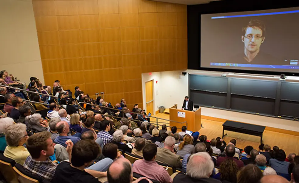 Snowden Fields Questions For Princeton Audience, Using Video Link