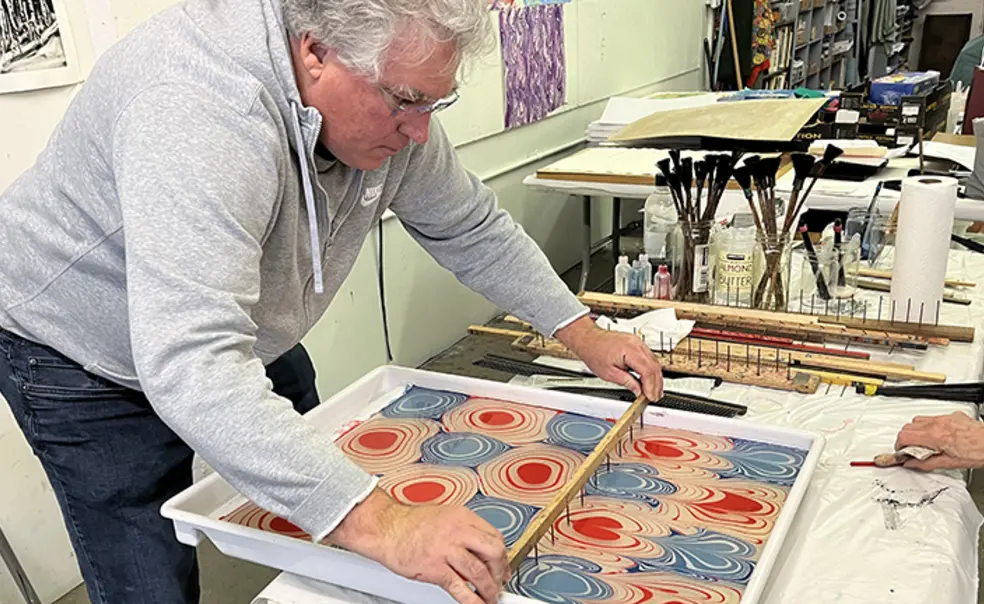 Pastor Hampton Deck ’81 Has Become a Master Paper Marbler Pastor Hampton Deck ’81 Has Become a Master Paper Marbler