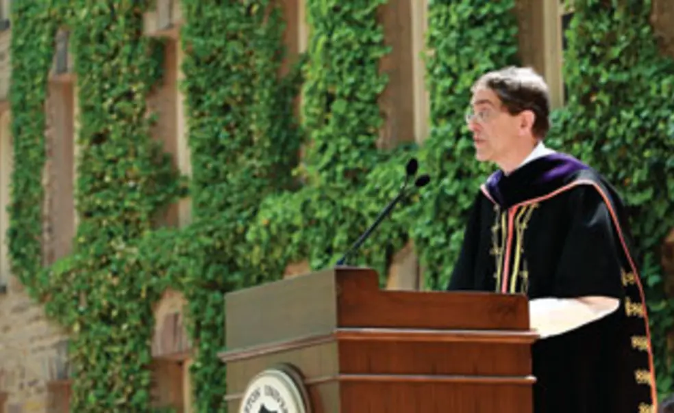 pres-1.jpg Addressing Princeton’s newest graduates during the Commencement ceremony in front of Nassau Hall.