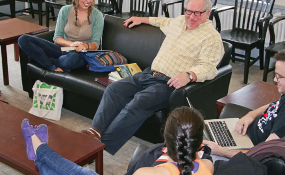president-page.jpg Michael Cadden, chair of the Lewis Center for the Arts, meets with students in his course, “Special Topics in Performance History and Theory – Performing Australia.”