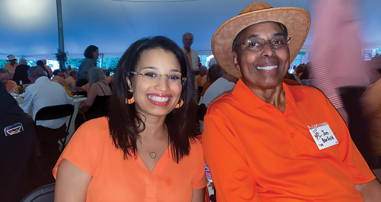 Jon Barfield ’74 at his 50th reunion with daughter elaine BARFIELD ’04.