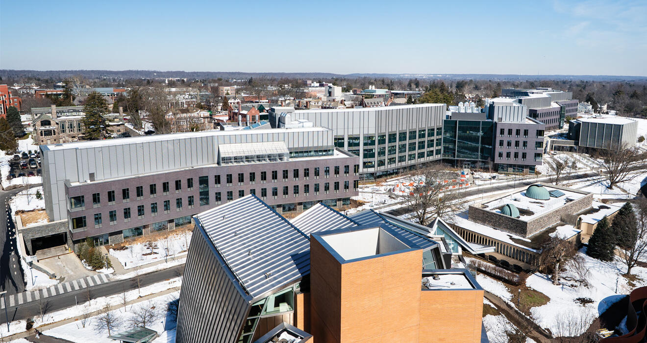 The ES and SEAS complex stretches roughly a third of a mile from Ivy Lane to Prospect Avenue. The Commons building, at right, is expected to be a hub for engineering and the sciences.