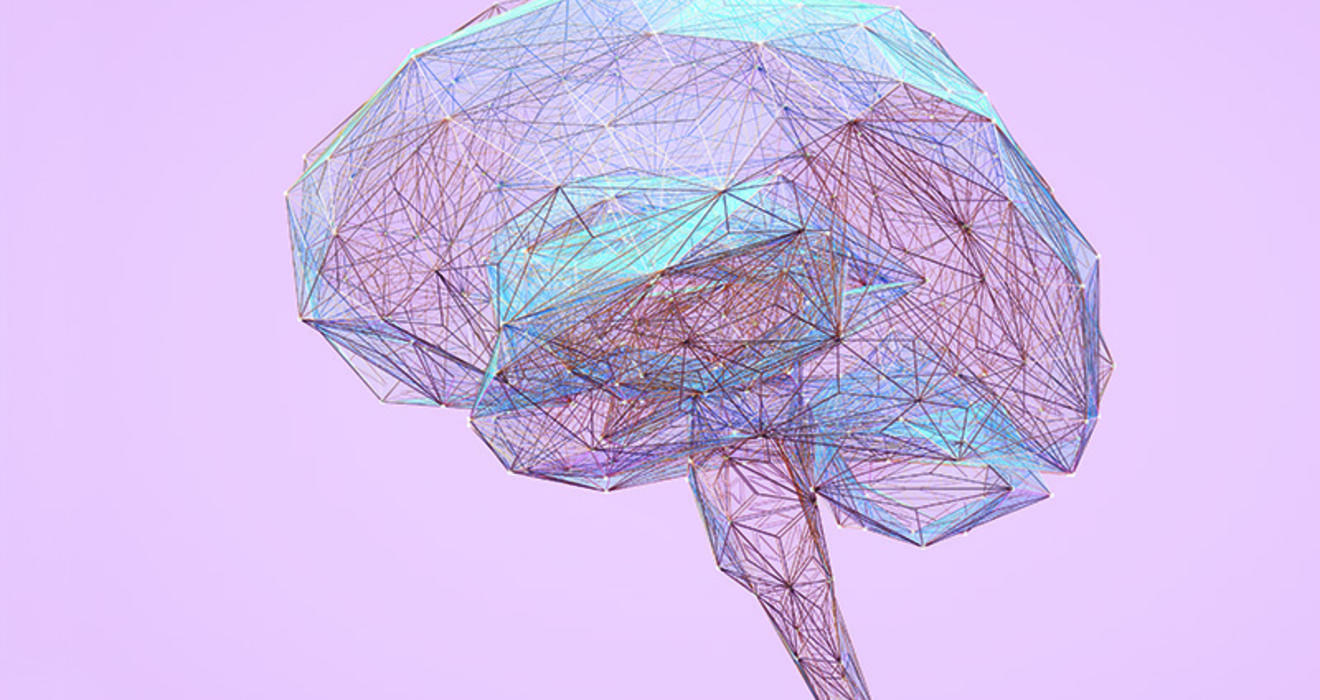 Line drawing styled graphic of a brain