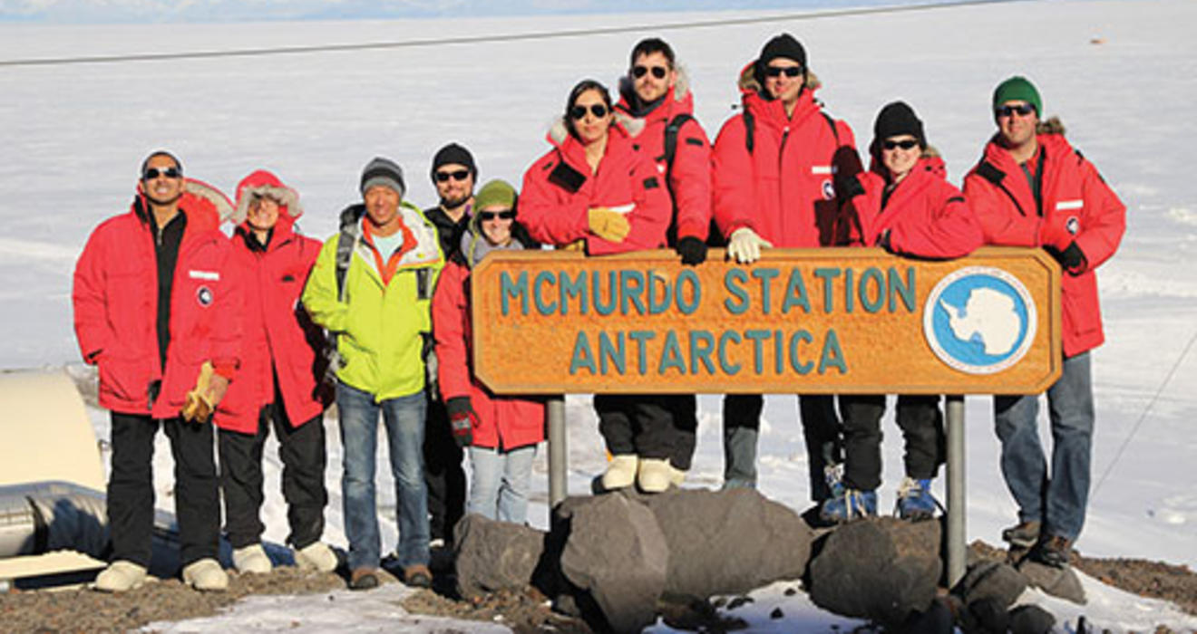 Scientists pose in October at McMurdo Station, the largest Antarctic research center, where they were preparing for the launch of SPIDER, an instrument that would gather data that could shed light on the origins of the universe. Physicist William C. Jones