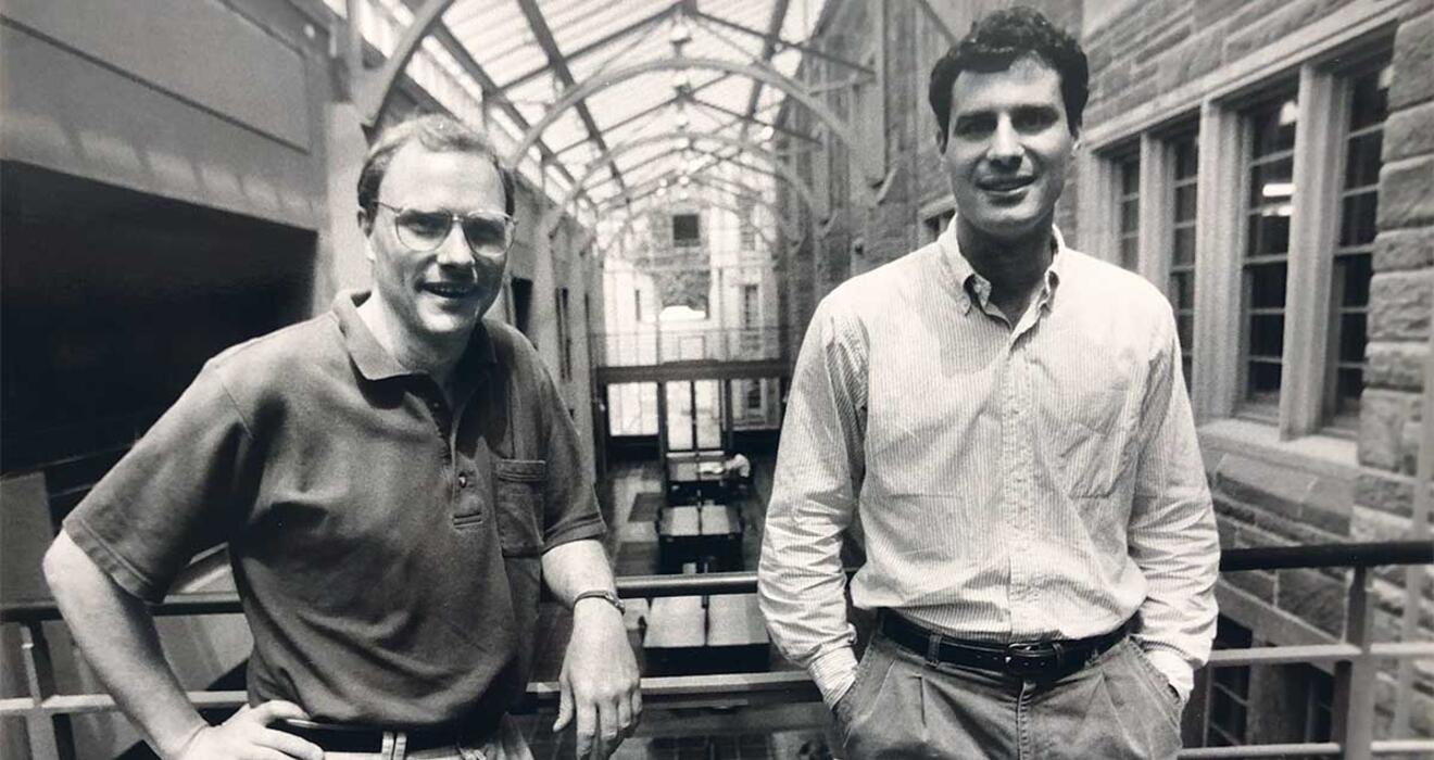 Photo of David Card *83, left, and Alan Krueger