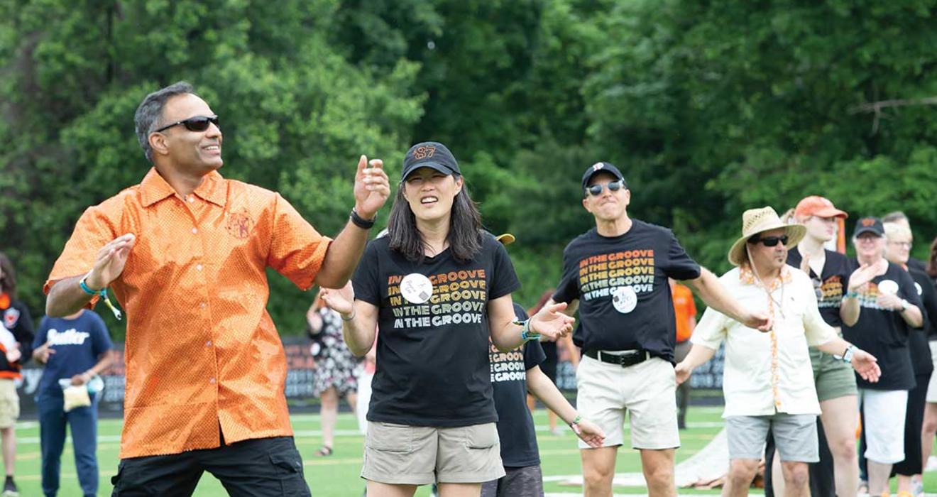 Neville Fernandes ’87, Annie Lee ’87, and Dave Marotta ’87 do the Hustle.