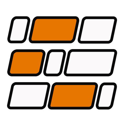 A series of orange and white blocks of different sizes.