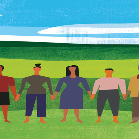 illustration of Indigenous people holding hands