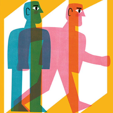 illustration of a man stepping outside of his body