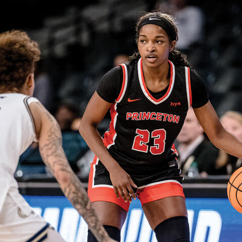 Madison St. Rose dribbles the ball against an opponent from Georgia Tech