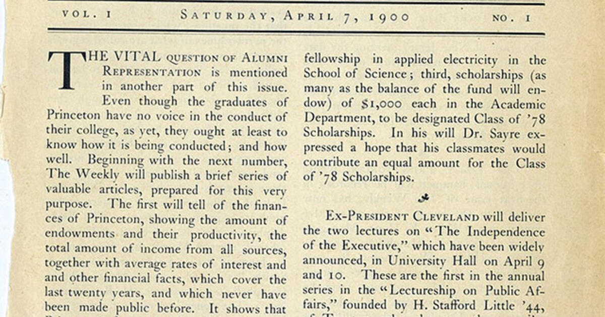 Read PAW’s First Issue, Published on This Date in 1900 | Princeton ...