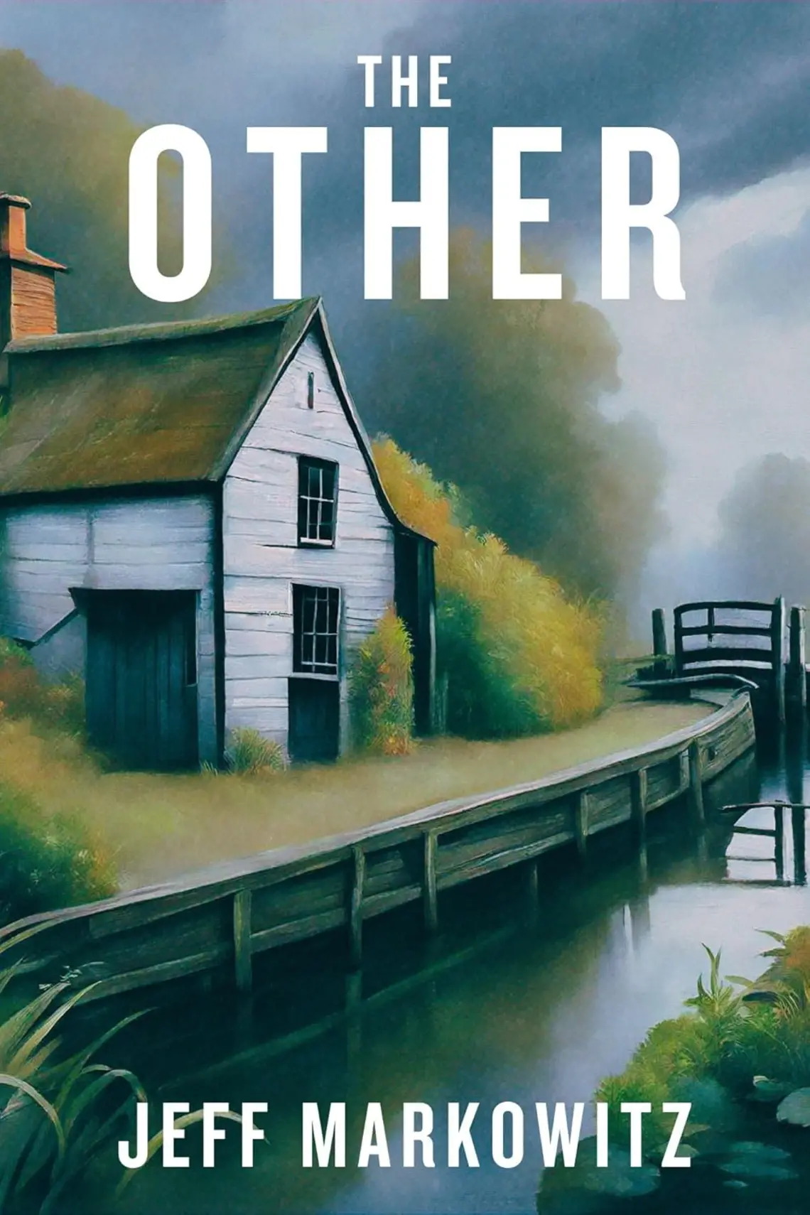 81WA+7JfoqL._SL1500_.jpg The Other book cover which features a drawing of a white house sitting on the edge of land and overlooking water.