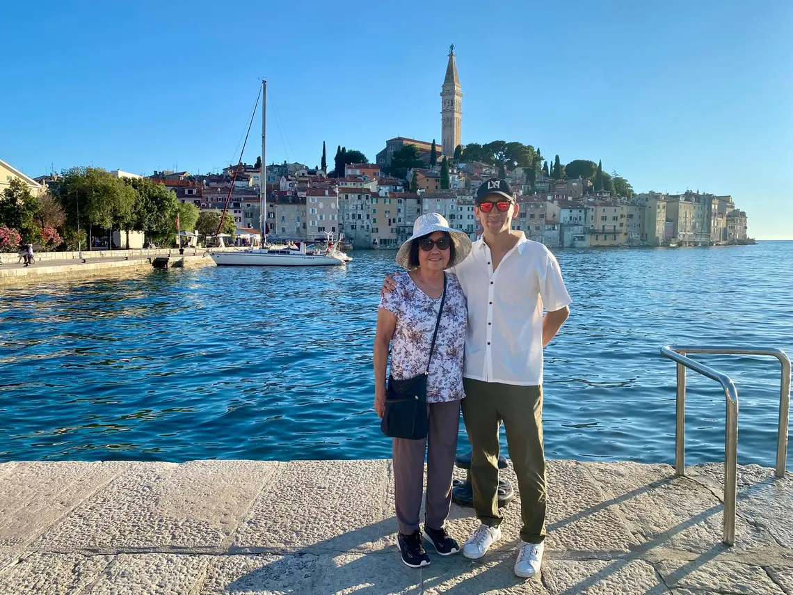 Darren Joe ’02 and his mother in Croatia. 