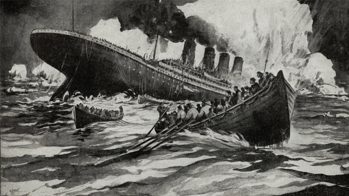 Illustration of the Titanic sinking