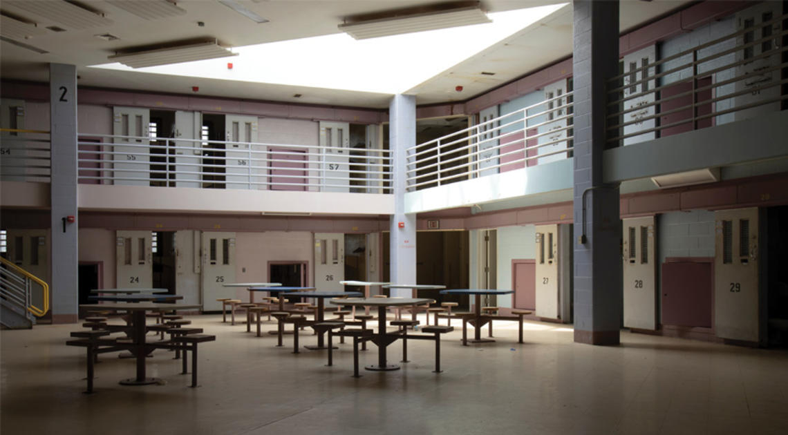 Dark interior of an empty prison