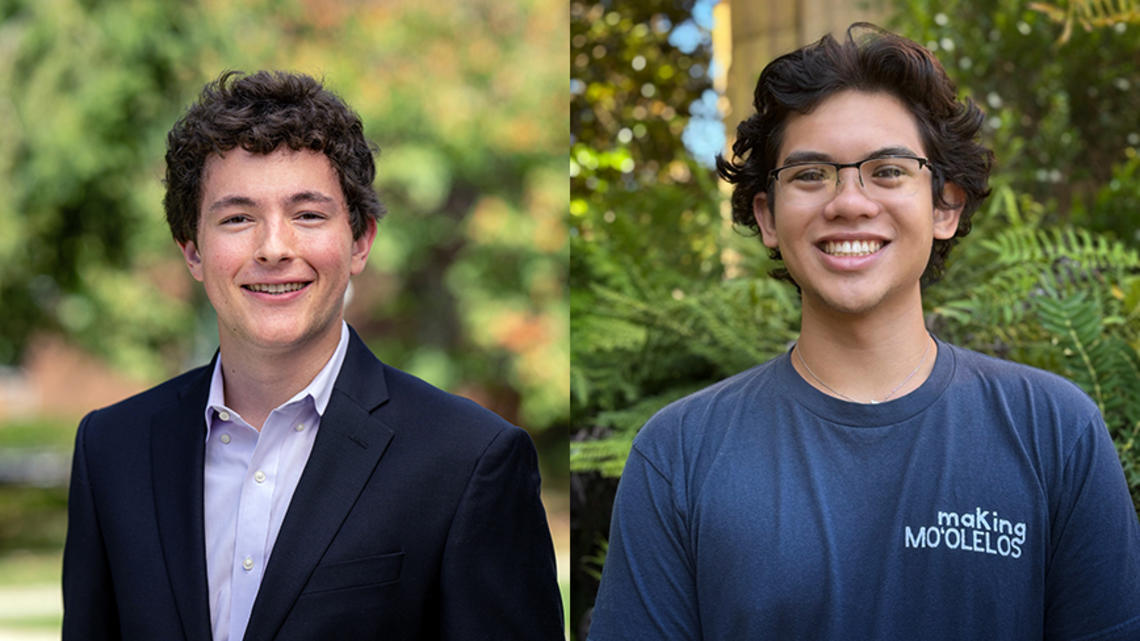 Headshot photos of two college-age boys, side by side.