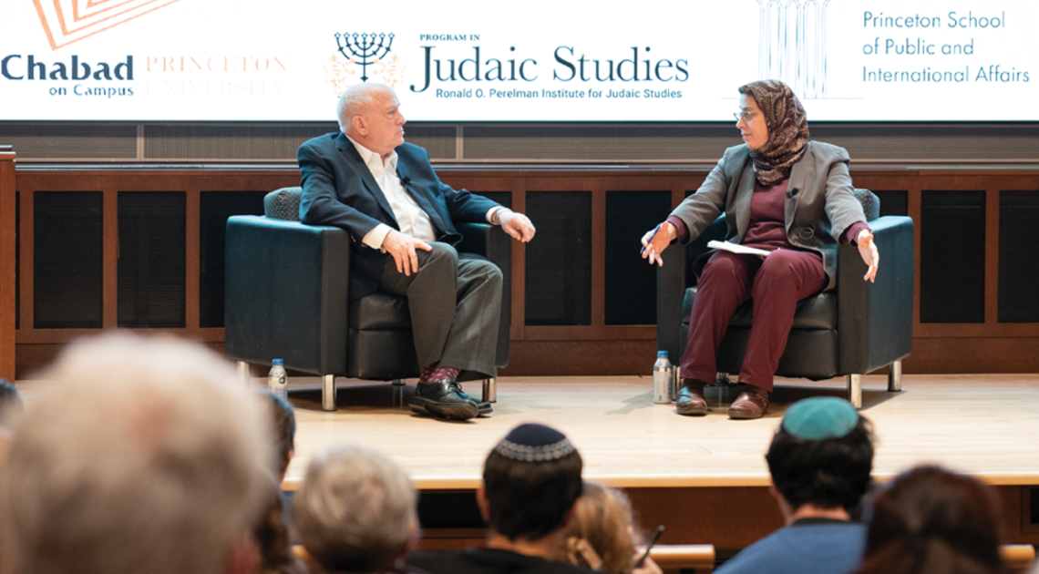 Dean Amaney Jamal, right, at a November 2023 discussion on Israel and Gaza, wants SPIA students to be well versed in international and domestic affairs.