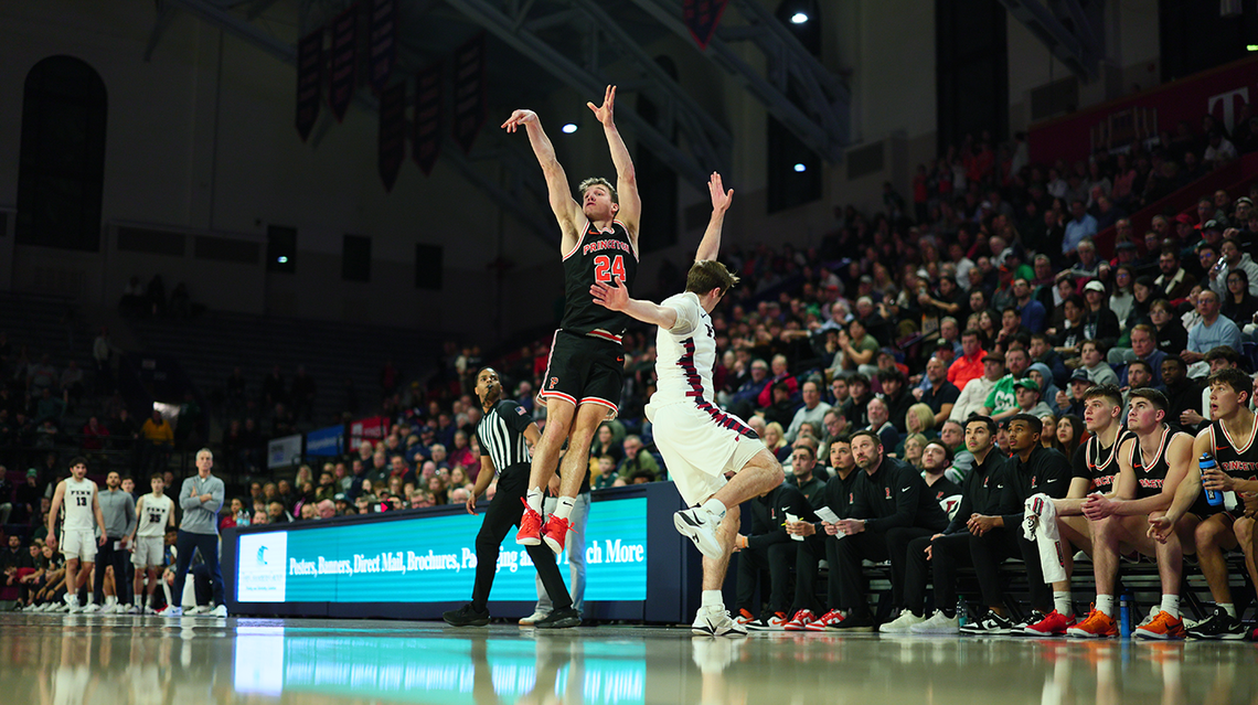 Blake Peters follows through after shooting a 3-pointer