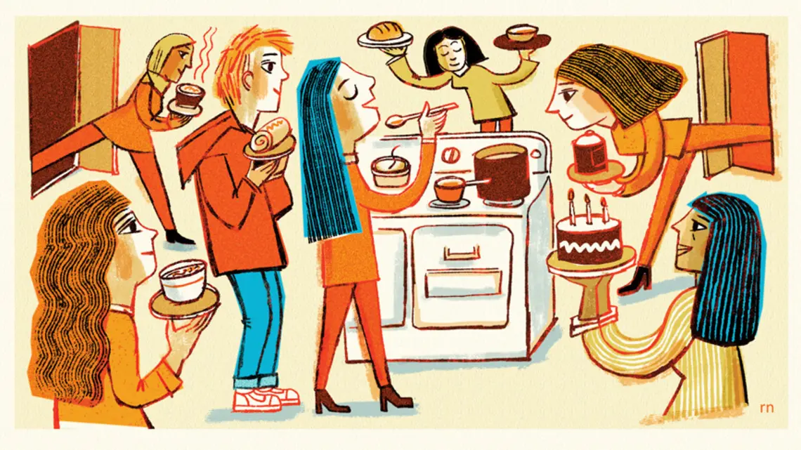 OTC_Student Dispatch The Street.jpg Illustration of multiple students brining food to a shared meal