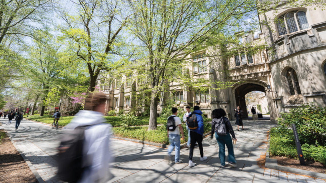 Students walking on campus