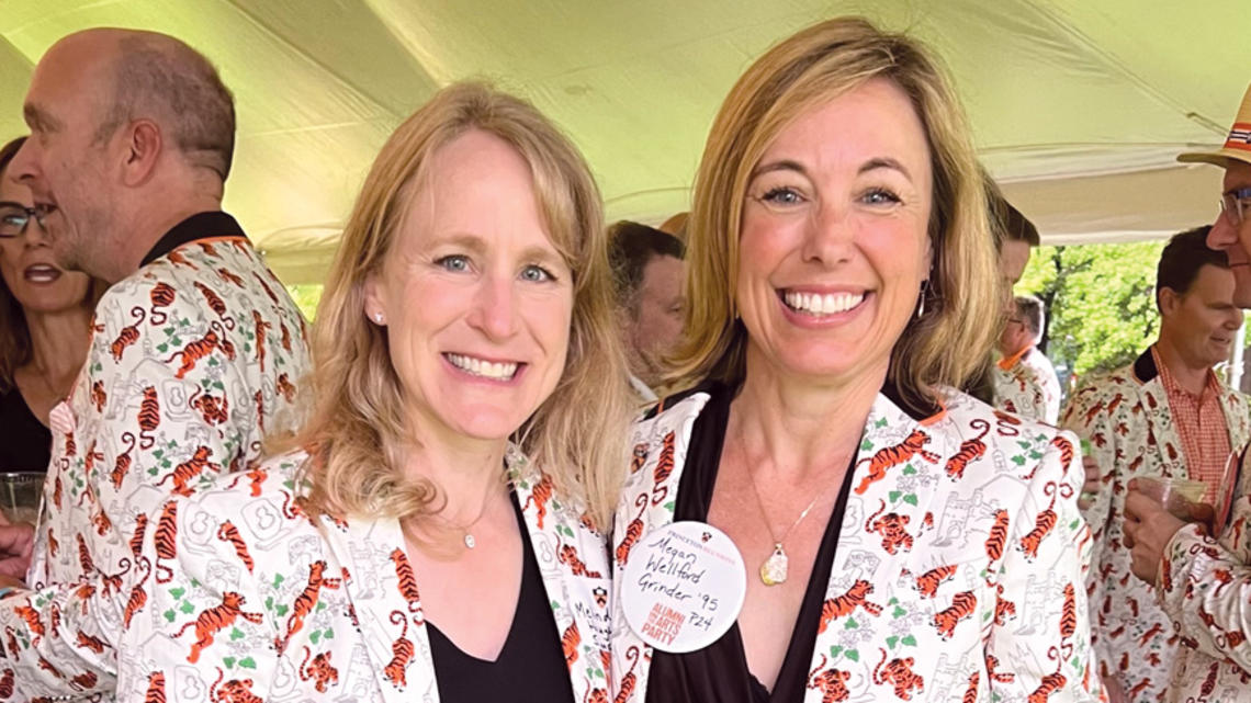 Melinda Hough Sims ’95, left, jacket  committee chair, and Megan Wellford Grinder ’95 at their 27th reunion