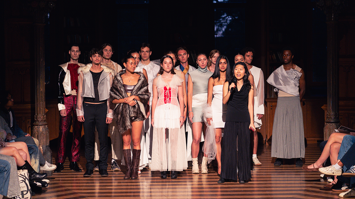 Jeanie_thesis.png Jeanie Chang ’25 with the models from her senior thesis runway show, Metanoilepsis.