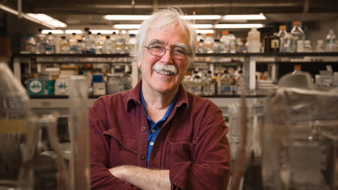 Princeton’s professor emeritus Eric Wieschaus standing in his lab