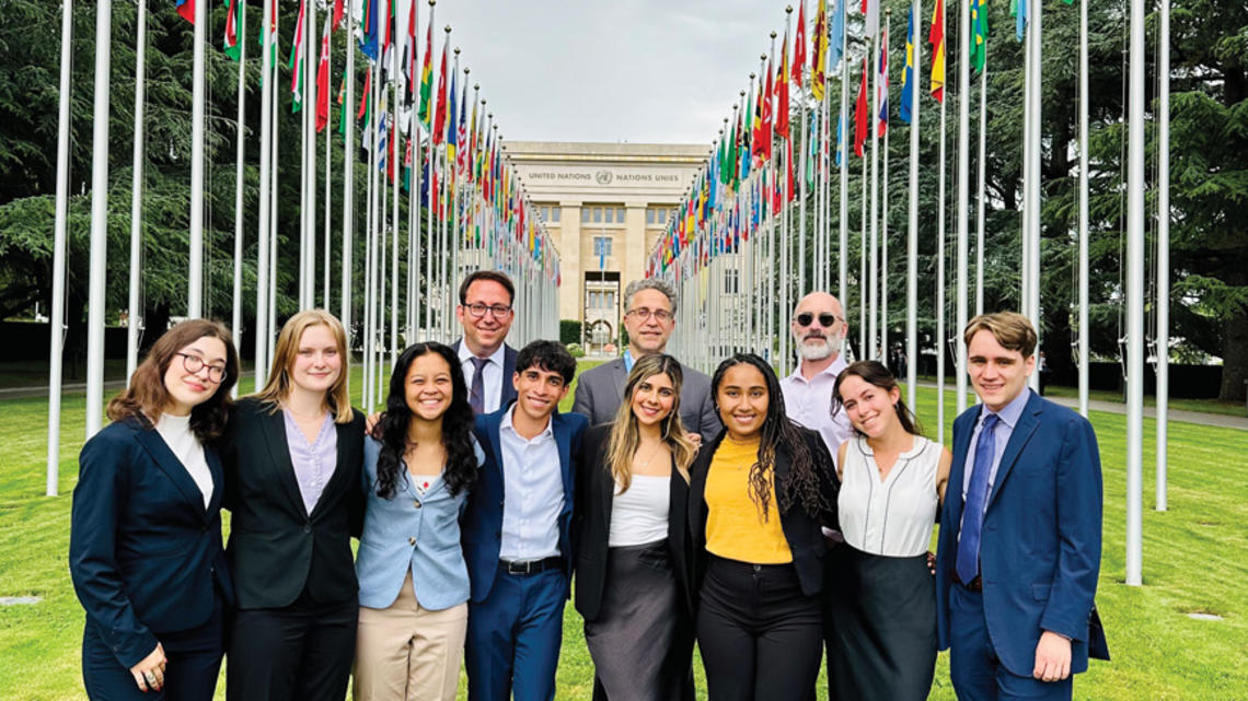 SPIA studetns in Front of Palais des Nations in Geneva