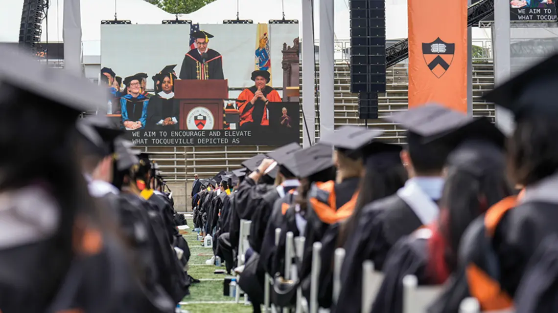 Princeton President Christopher Eisgruber ’83 speaks at the Class of 2025 Commencement.