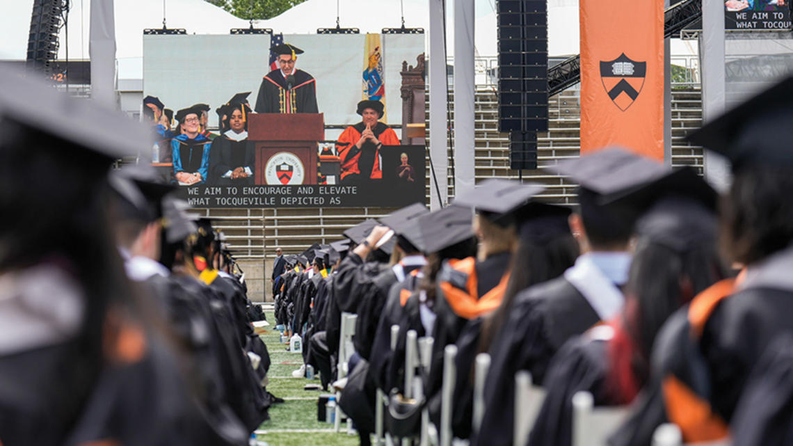 Princeton President Christopher Eisgruber ’83 speaks at the Class of 2025 Commencement.