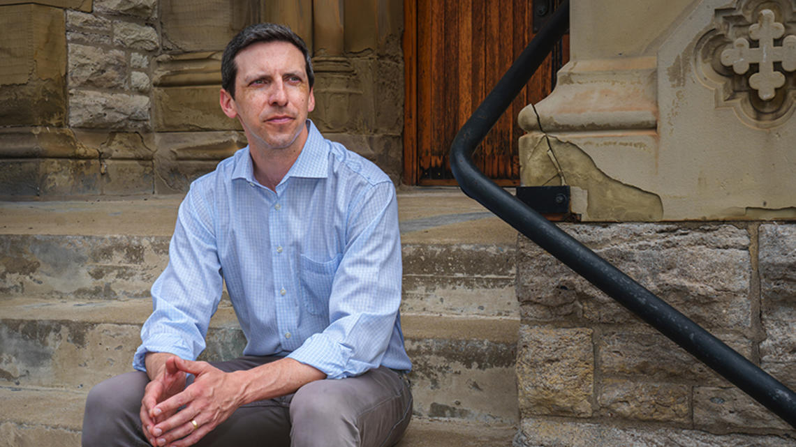 PGSittenfeld_scotus.jpg P.G. Sittenfeld ’07 sits on stone steps.