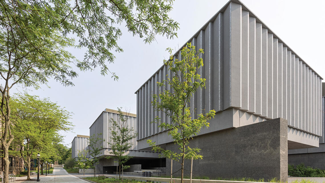 Presidents page sept 2025.jpg Vertical stone stripes cover the outside of the rebuilt Princeton University Art Museum.