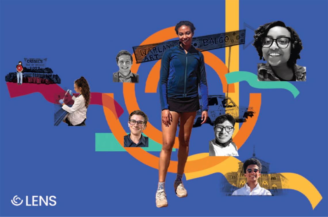 An artistic collage of students that benefit from LENS