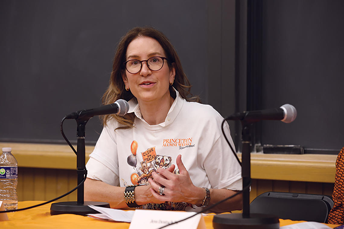 Lucy McBride ’95 speaks during PAW’s panel